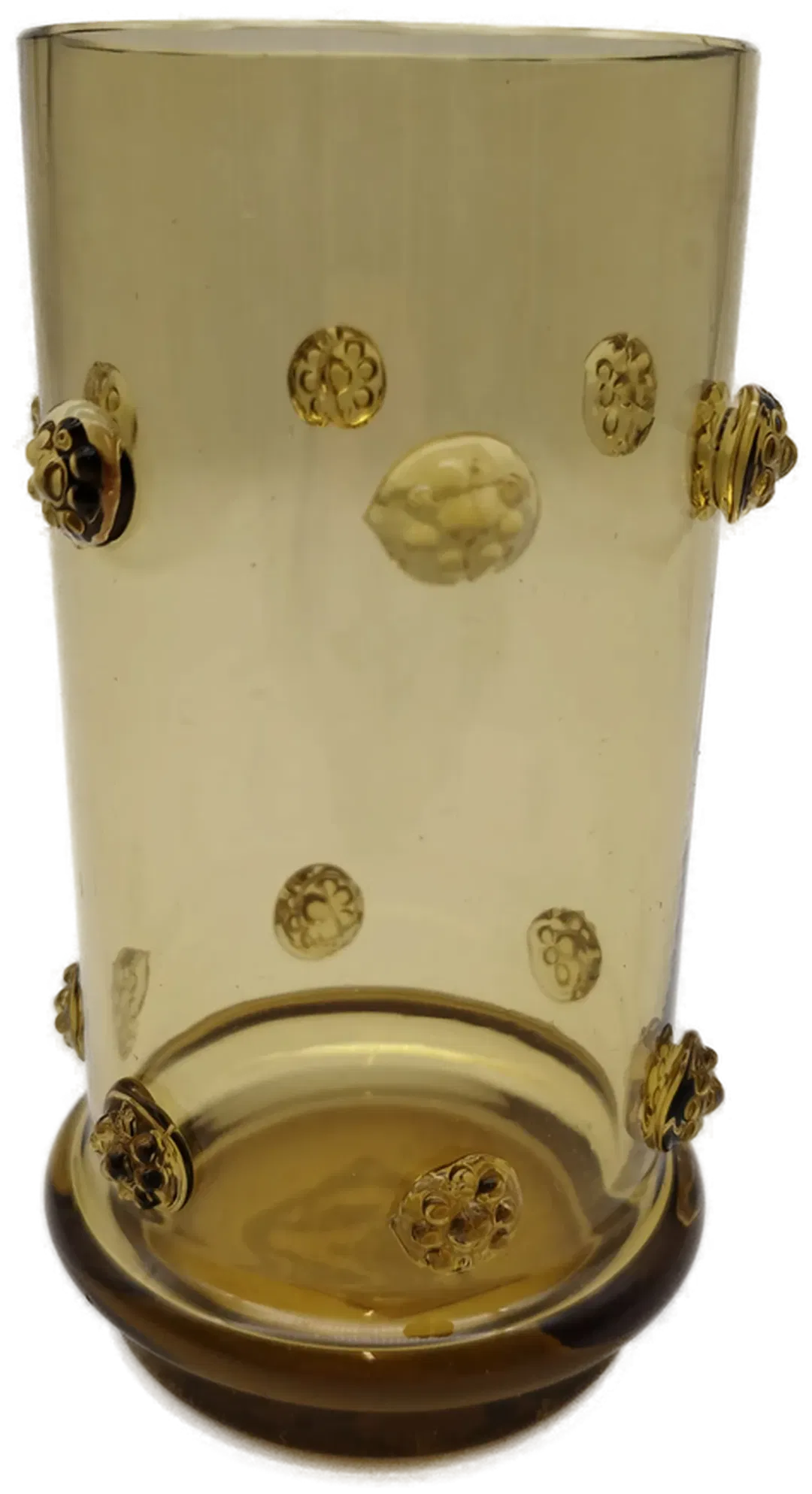 Theresienthal Glas mit Blümchen - olivgrün-gelblich - Bild 1