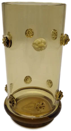 Theresienthal Glas mit Blümchen - olivgrün-gelblich - Bild 1