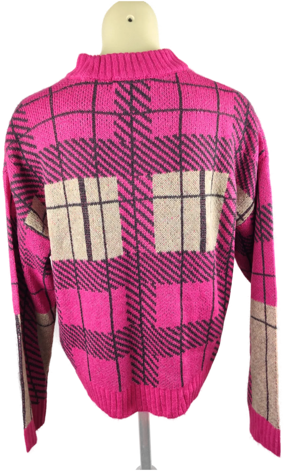 Damenpullover Laura Torelli Pink Kariert | Retro-Charme – Bild 3