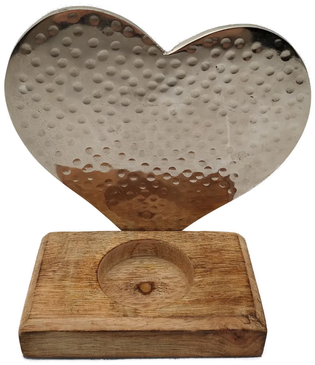 Kerzenständer mit Herz-Form - Metall & Holz - Bild 4