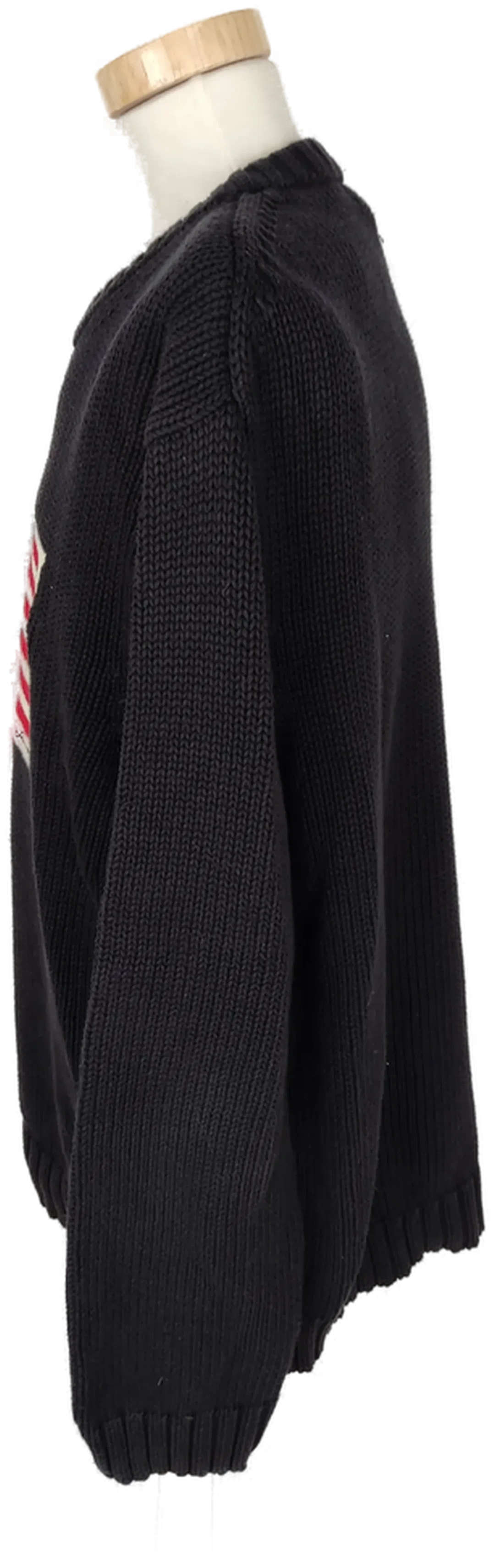 Pullover "Polo Jeans Co Ralph Lauren", langarm mit Rundhalsausschnitt, gestrickt, schwarz mit Muster, Größe L – Bild 3
