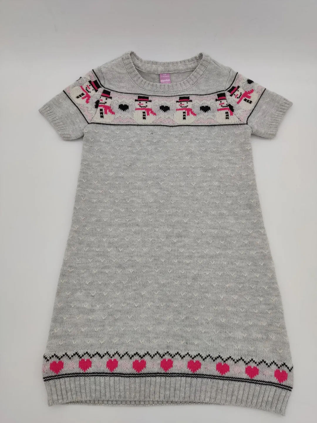 Dopo Dopo Kinder Strickkleid grau/gemustert Gr. 128 - Bild 1