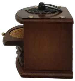 Vintage Untersetzer-Set aus Holz mit Halter • 6 Stück • Orientalisches Design • mit Kork-Inlay - Bild 2