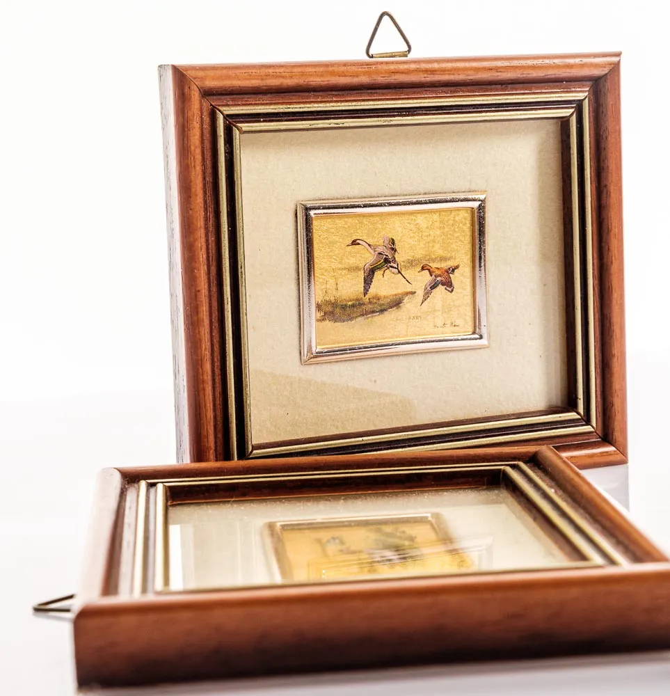 2 Kunst Miniatur Lithografien auf Goldfolie 960  – Bild 2