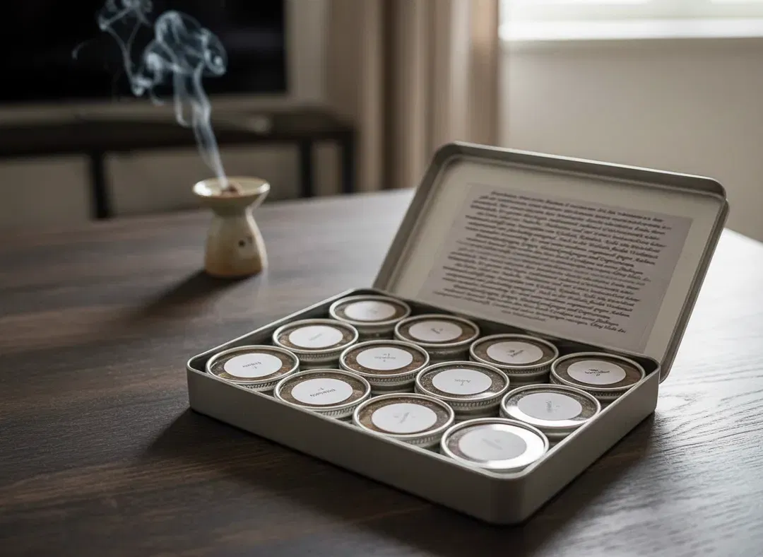 World of Incense Räucherset spirituell 12 Weihrauch-Variationen NEU & OVP Metalldose - Bild 1