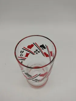 5x Vintage Trinkgläser mit Spielkarten Muster - Bild 4