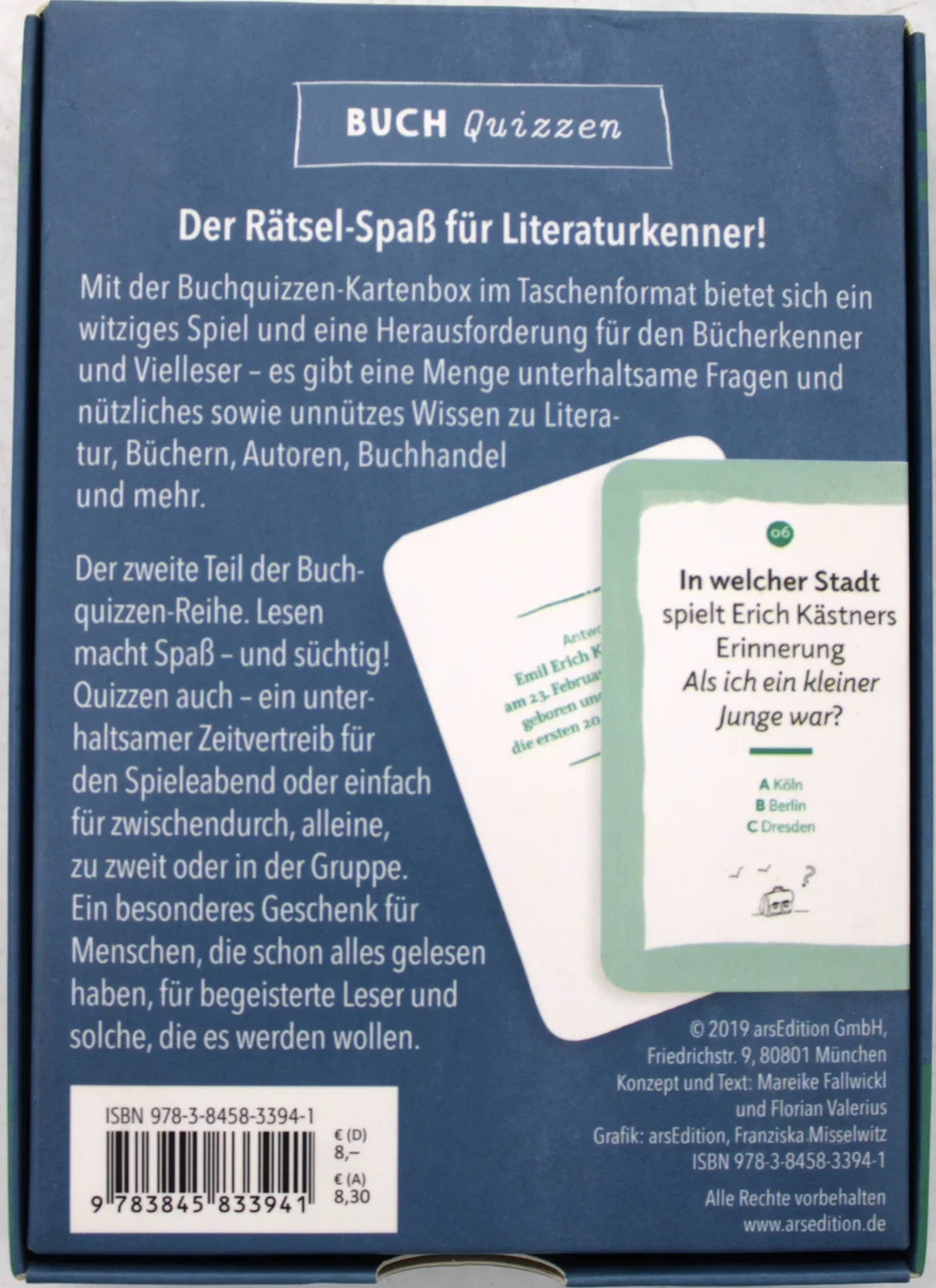Buchquizzen – 50 Rätsel für Literaturkenner (arsEdition, Kartenspiel) – Bild 2