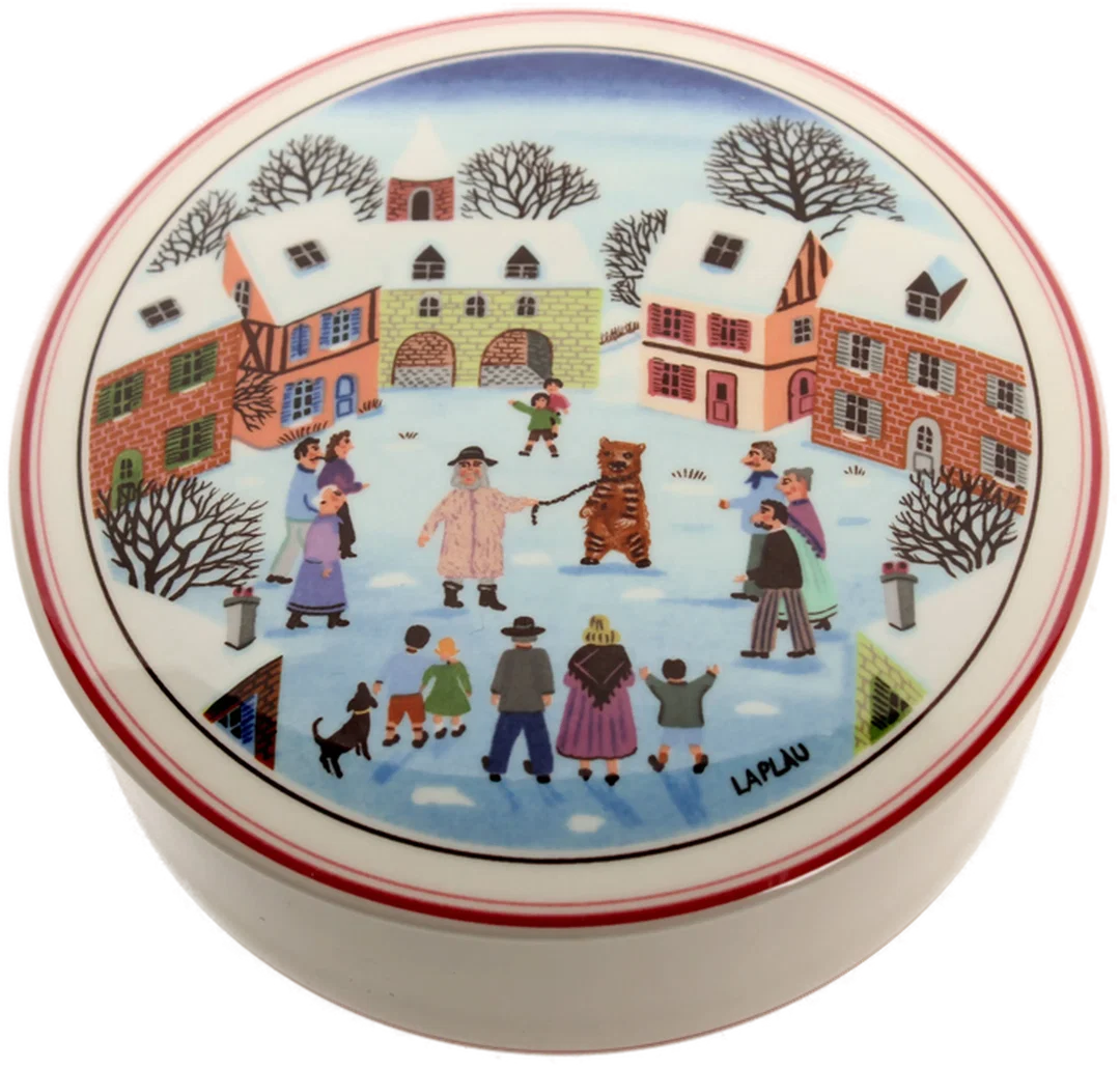 Villeroy & Boch Naïf Christmas Porzellan-Dose mit Deckel – Wintermotiv (Laplau) - Bild 1