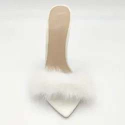 Only Maker Damen Pantoletten mit Fellimitat, weiß - Gr. 36 - Bild 3