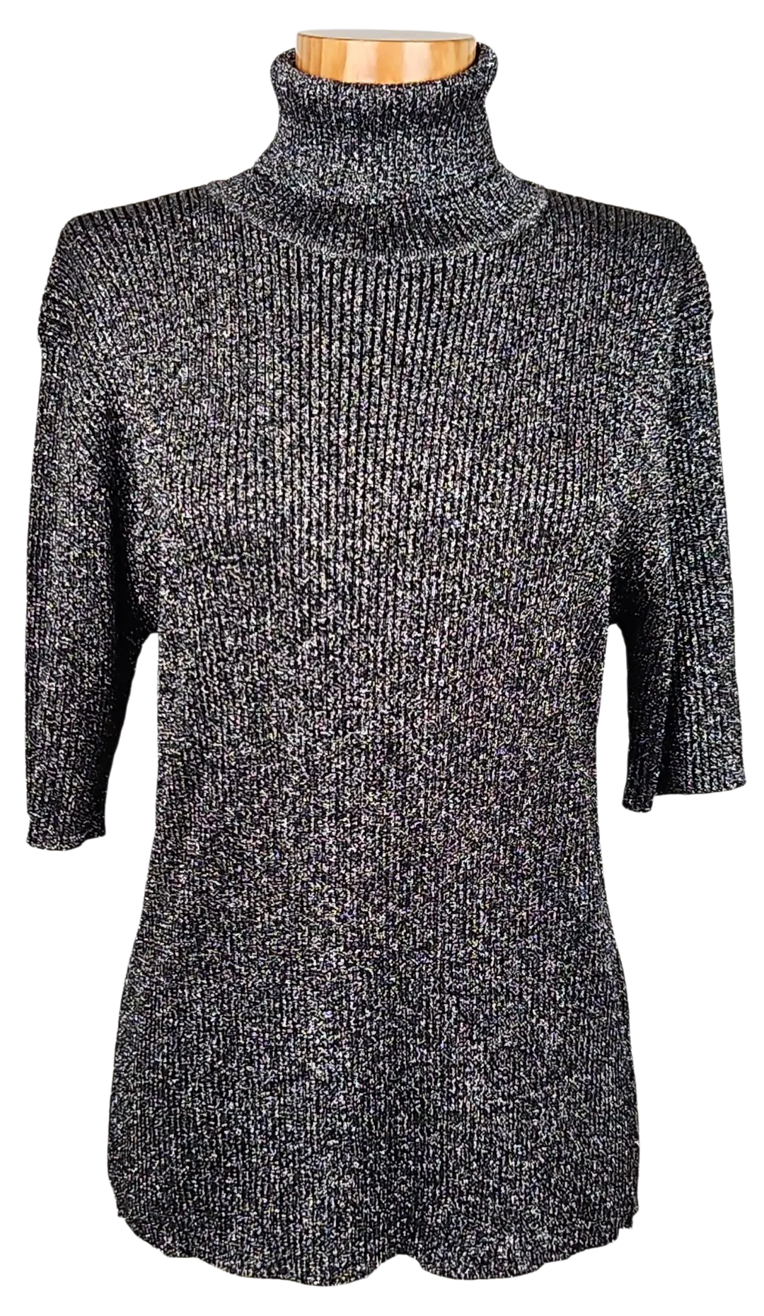 Olsen Damen Rollkragen Shirt, schwarz/silber - Gr. XXL  - Bild 1