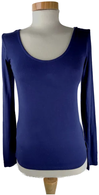T-Shirt 'Amisu', langarm mit Rundhalsausschnitt, dunkelblau, Größe M – Bild 1
