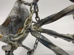 Massiver Rustikaler Kerzenständer aus Metall blau schimmernd 24 cm - Bild 3