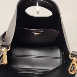 Ital. Edel-Shopper Metallic Silber, Tragegriff und Schulterriemen, kleines Innenfach - Bild 3