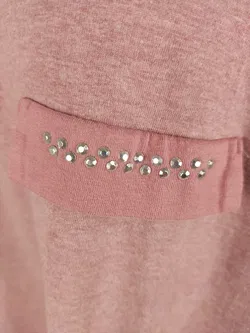 T-Shirt, dreiviertelarm mit Rundhalsausschnitt und Zipp, altrosa meliert, Größe 48 - Bild 3