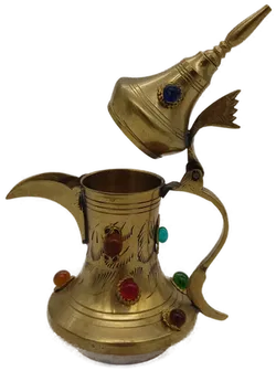 Orientkanne aus Messing mit Schmucksteinen, antik - Bild 3