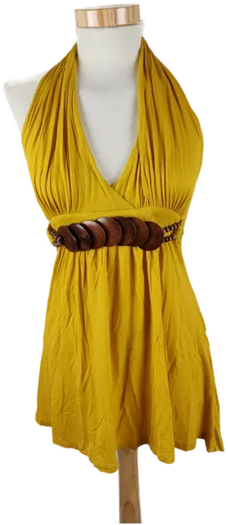 Rückenfreies Damen Neckholder Shirt mit Holzdetails, Gr. XS - Bild 1