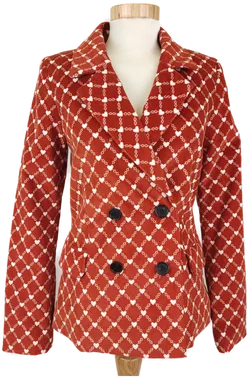 Damen Cord Blazer mit Herz-Muster, Seitentaschen, Terracotta, Gr. XS - Bild 1