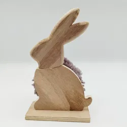 BADEN Häschen Holzfigur mit Bommelfell - ca. 19cm hoch - Bild 3