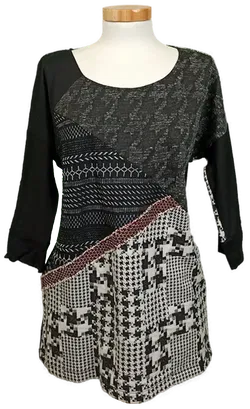 Desigual Damen Oberteil schwarz/weiß gemustert Gr. S - Bild 1