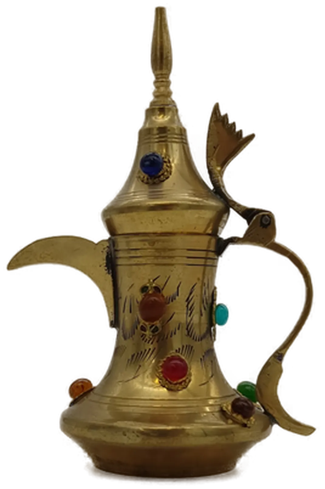 Orientkanne aus Messing mit Schmucksteinen, antik - Bild 4