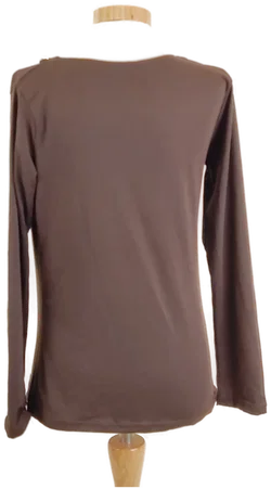 Damen Shirt Langarm, Braun, seitlich gerafft mit Knöpfen, Gr. S - Bild 3