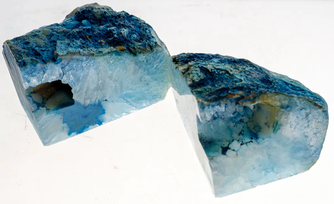Edle Achat-Geode Buchstützen in Tiefblau – Naturkunst für Ihr Zuhause – Bild 5