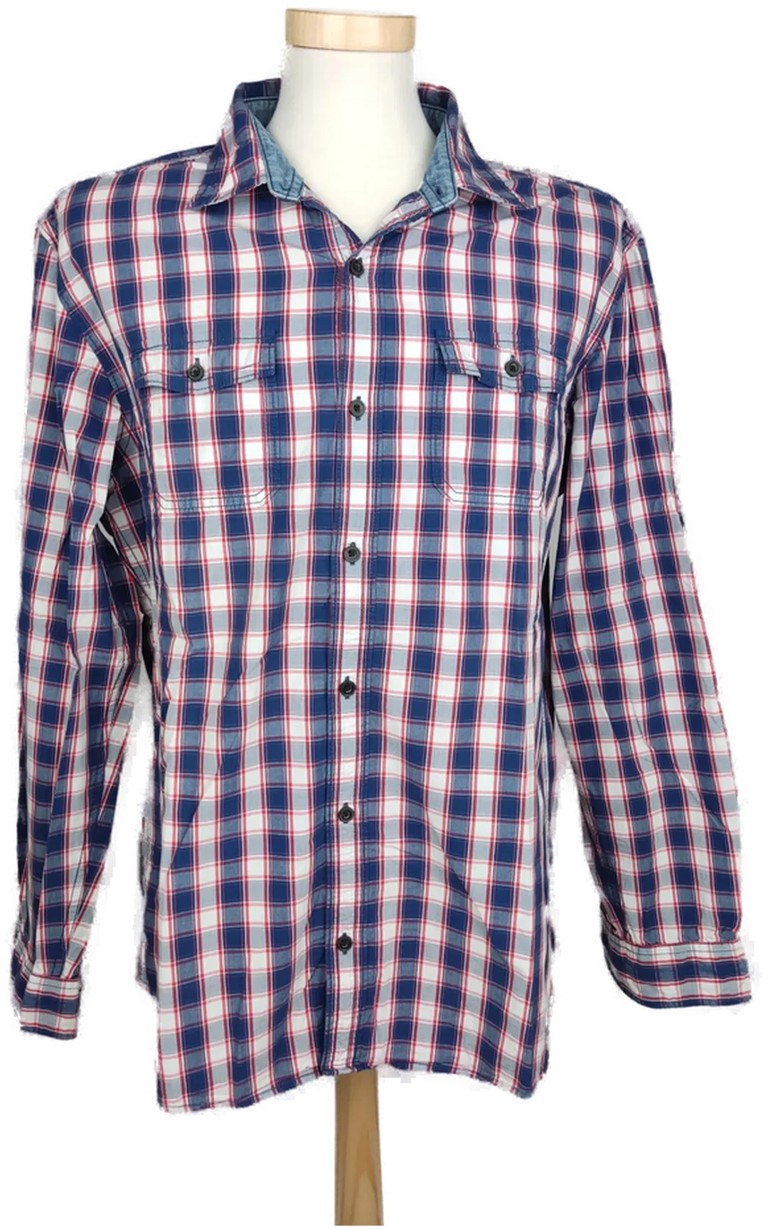 s'Oliver Herren Hemd blau/rot/weiß kariert - XL/52 - Bild 4