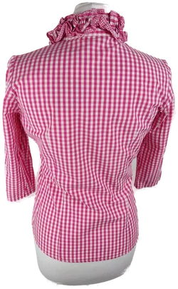 Arido Trachtenbluse Größe 34 Rosa Kariert | Rüschencharme – Vorschau 3