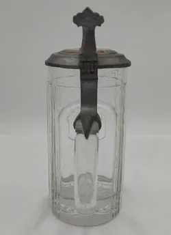 Antiker Bierkrug mit Zinndeckel - Bild 4