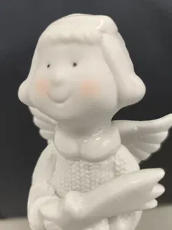 2 Engelfiguren, weiße Keramik - Bild 2