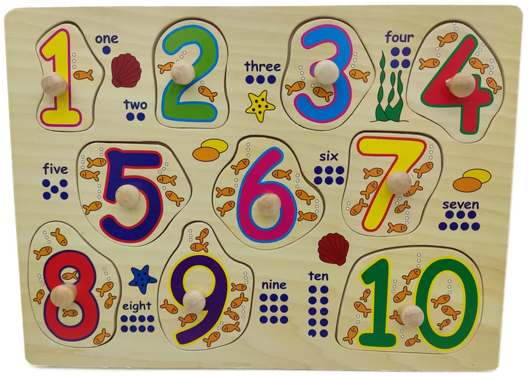 Setzpuzzle Englische Zahlen Holz - Bild 1