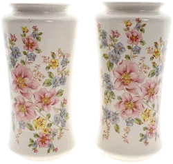 2er-Set Blumenvase – Porzellan „Décor Exclusiv“, Made in Italy, Florales Design - Bild 1