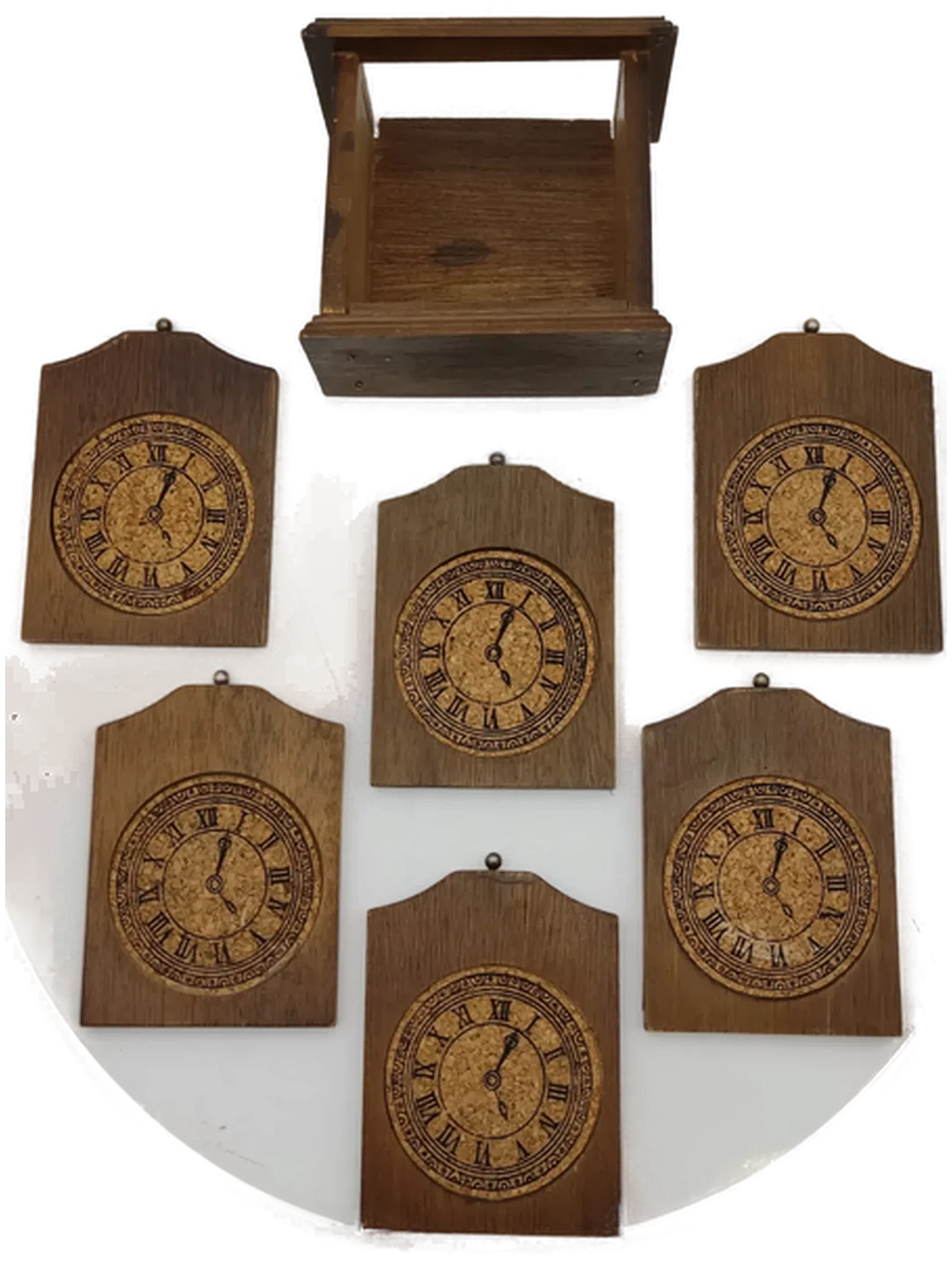Holz-Untersetzer 6er-Set Uhr-Design | Zeitloser Charme – Bild 3