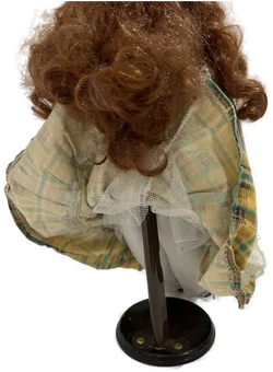 Sammelpuppe mit Puppenständer 40 cm kariertes Kleid - Bild 3