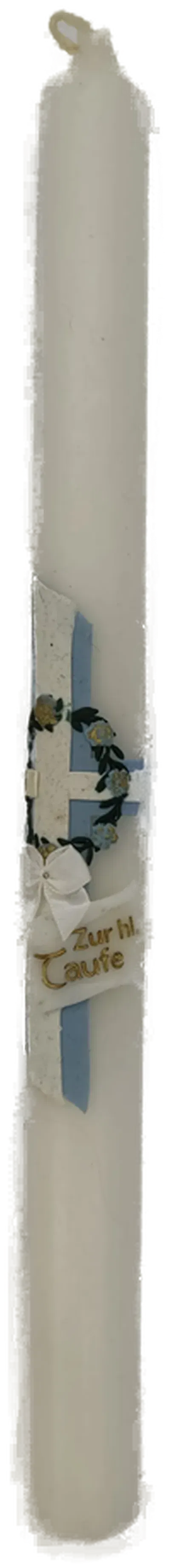 Taufkerze weiß/hellblau im Karton - Bild 1