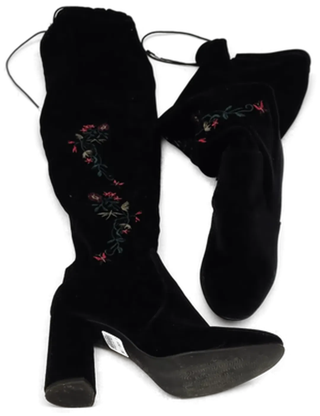  Kate Gray Damenstiefel mit Dickem Absatz schwarz mit Blumenmuster Große 38 - Bild 4