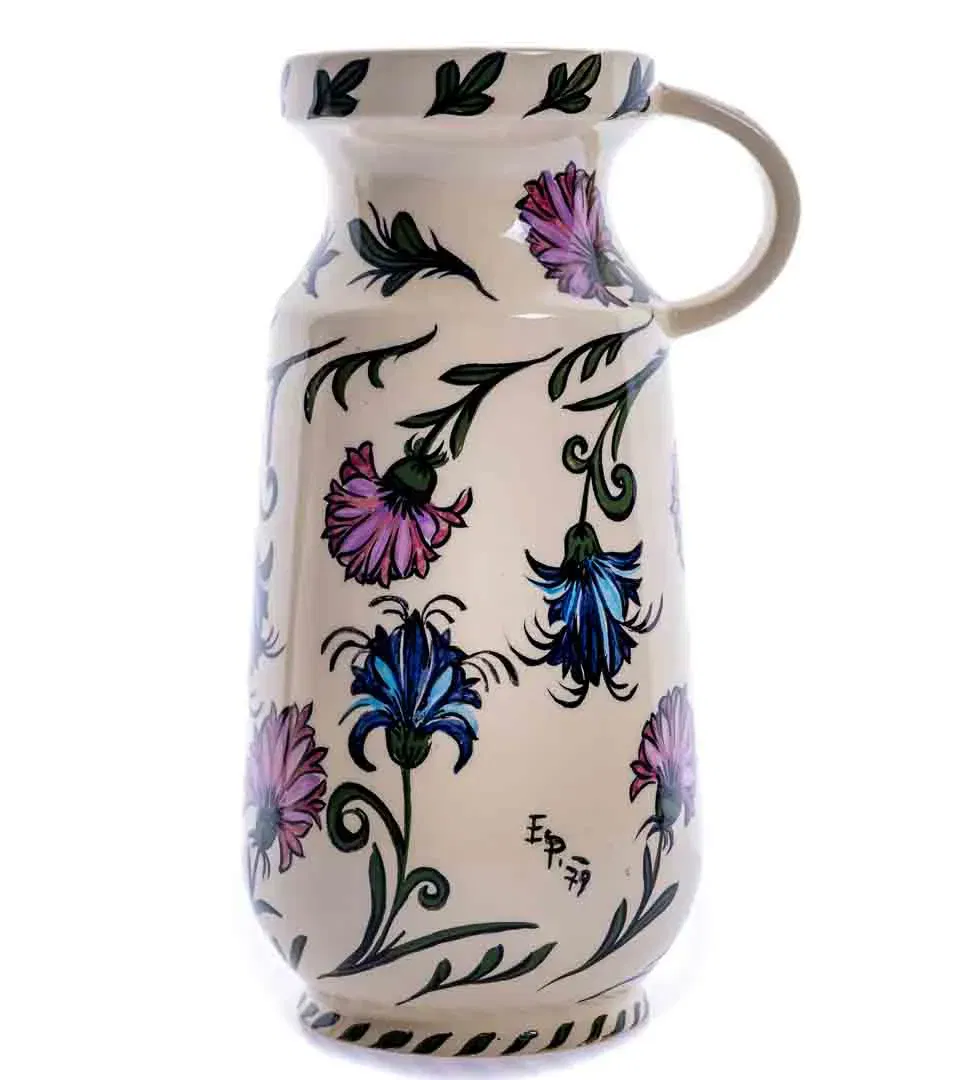 GMUNDNER KERAMIK Vase mit Blumenmuster, Höhe 22cm - Bild 1