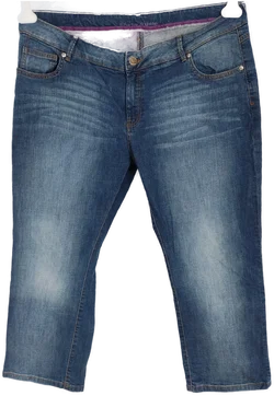 Jeans "Isa", dreiviertellang mit Stretch, blau mit Taschen, Größe 48