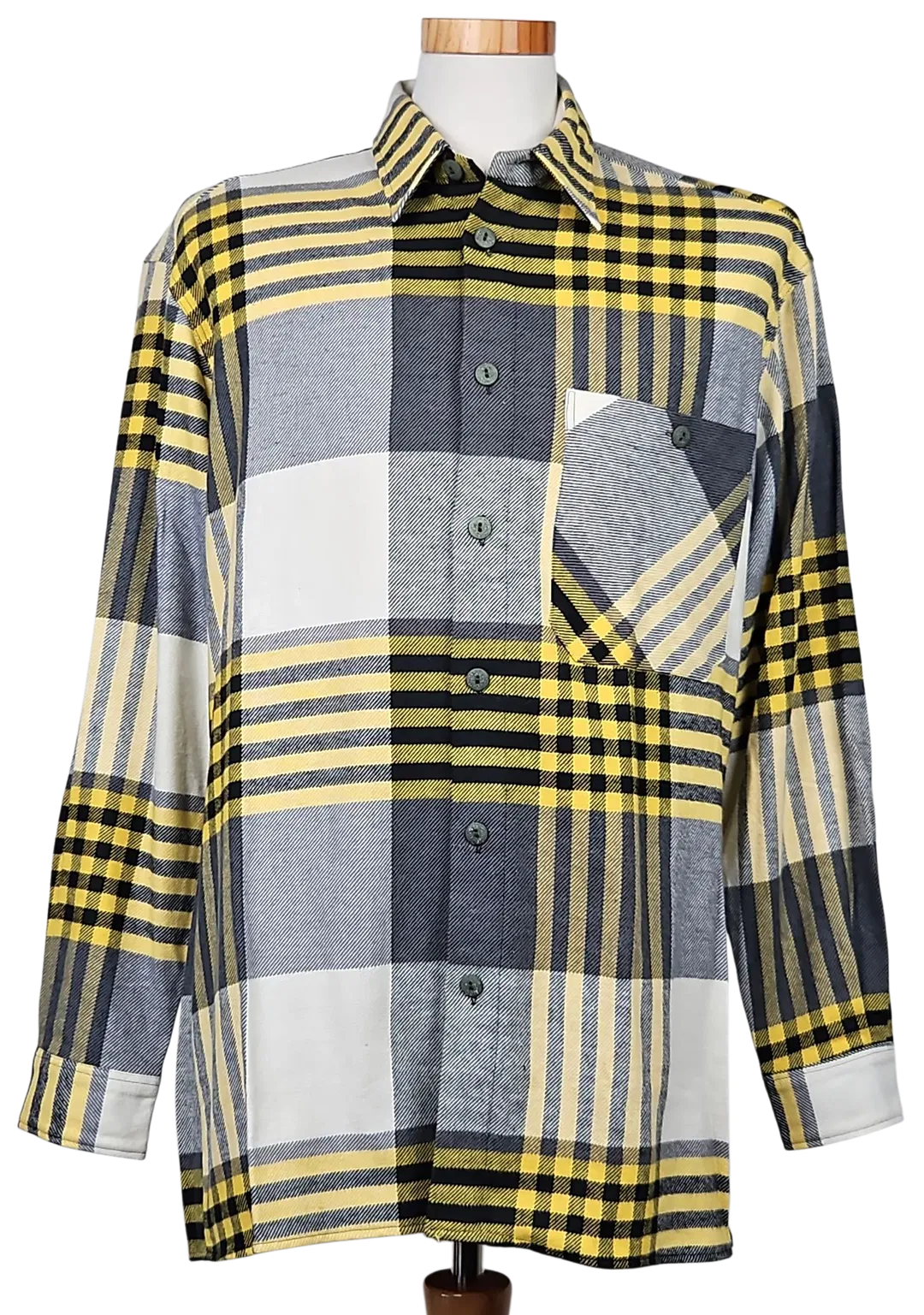 LUIGI Vintage Herren Hemd, gelb/grau - Gr. L  - Bild 1