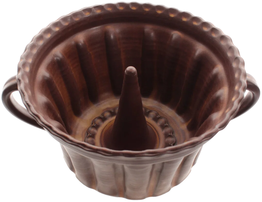Keramik Gugelhupf-Backform mit Griffen – handgetöpfert – braun – ca. 24,5 cm - Bild 1