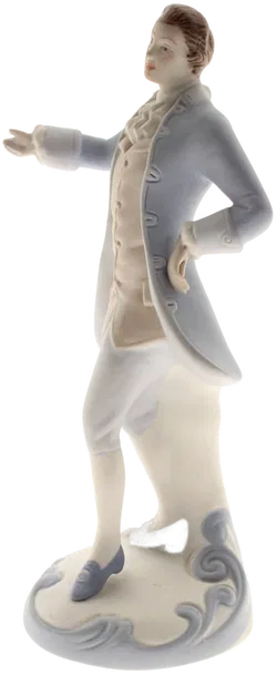 Porzellanfigur Mann im Rokoko-Stil – Handbemalt, Made in Czechoslovakia – H. ca. 23,5 cm - Bild 2