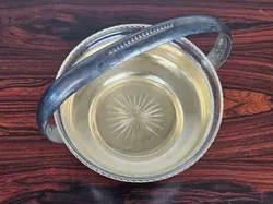 Vintage ES Messing/Glas Korb - Höhe ca. 20 cm  - Bild 3
