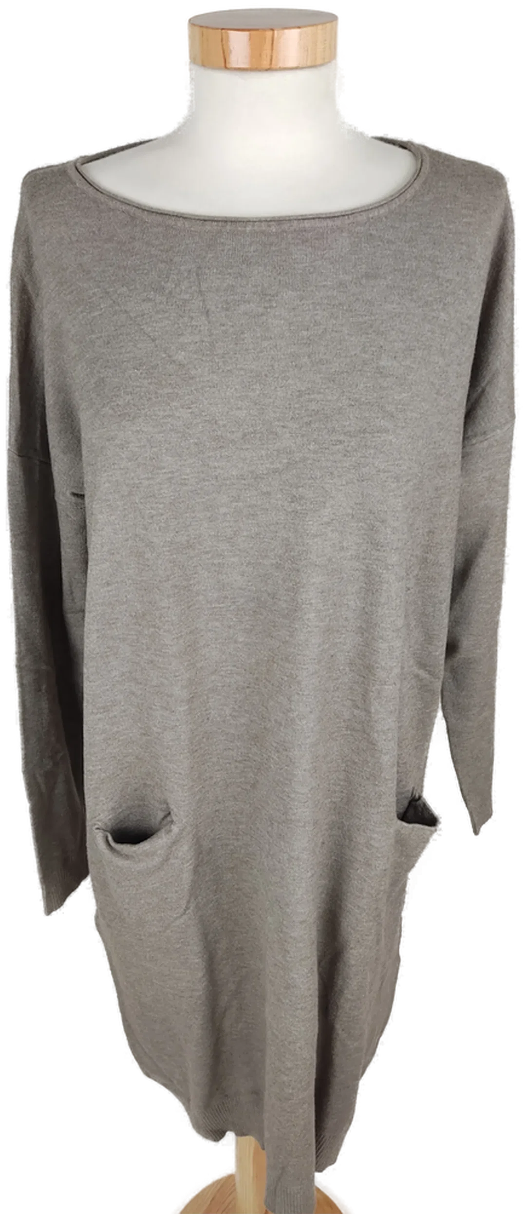 Strickkleid langarm mit Rundhalsausschnitt, braun mit Taschen, Größe 38 (geschätzt) - Bild 1