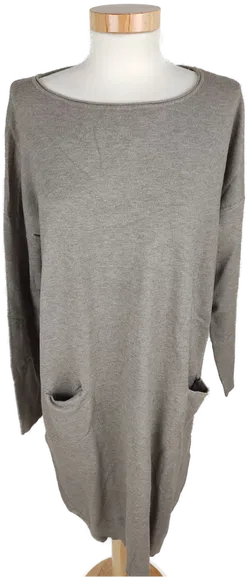 Strickkleid langarm mit Rundhalsausschnitt, braun mit Taschen, Größe 38 (geschätzt) - Bild 1