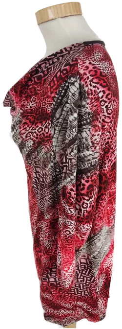 Damen T-Shirt Charles Vögele, rot/braun gemustert, Größe L, dreiviertelarm – Vorschau 2