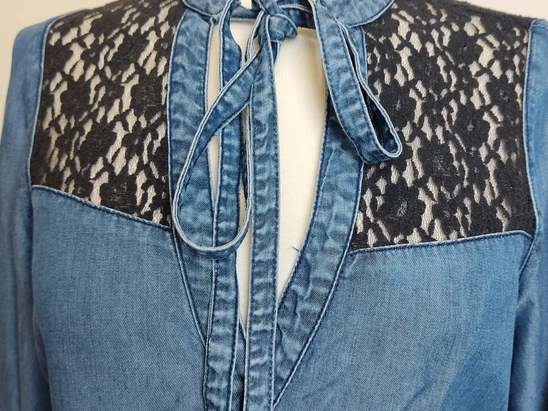 Guess Damen Jeans Bluse blau/schwarz Gr. 36 – Bild 3
