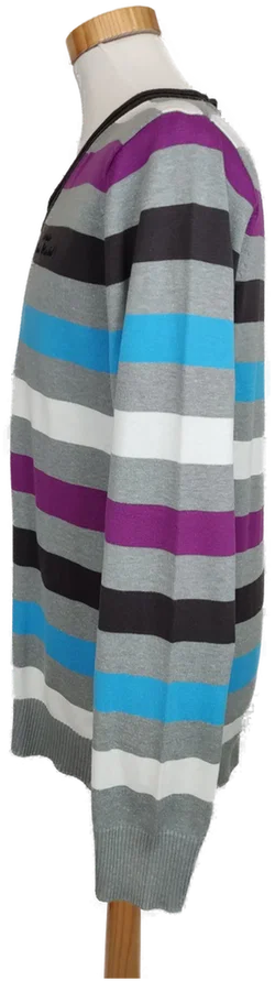 Garcia Herren Pullover mit V-Ausschnitt, grau/blau/lila gestreift - L/50 – Vorschau 3