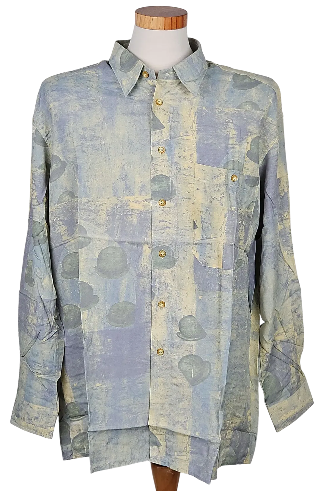 LUIGI Vintage Herren Hemd, gelb/grau - Gr. XL  - Bild 4