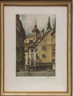 Lukas Eidenberger: Original-Farbradierung "Graz" – Signiert