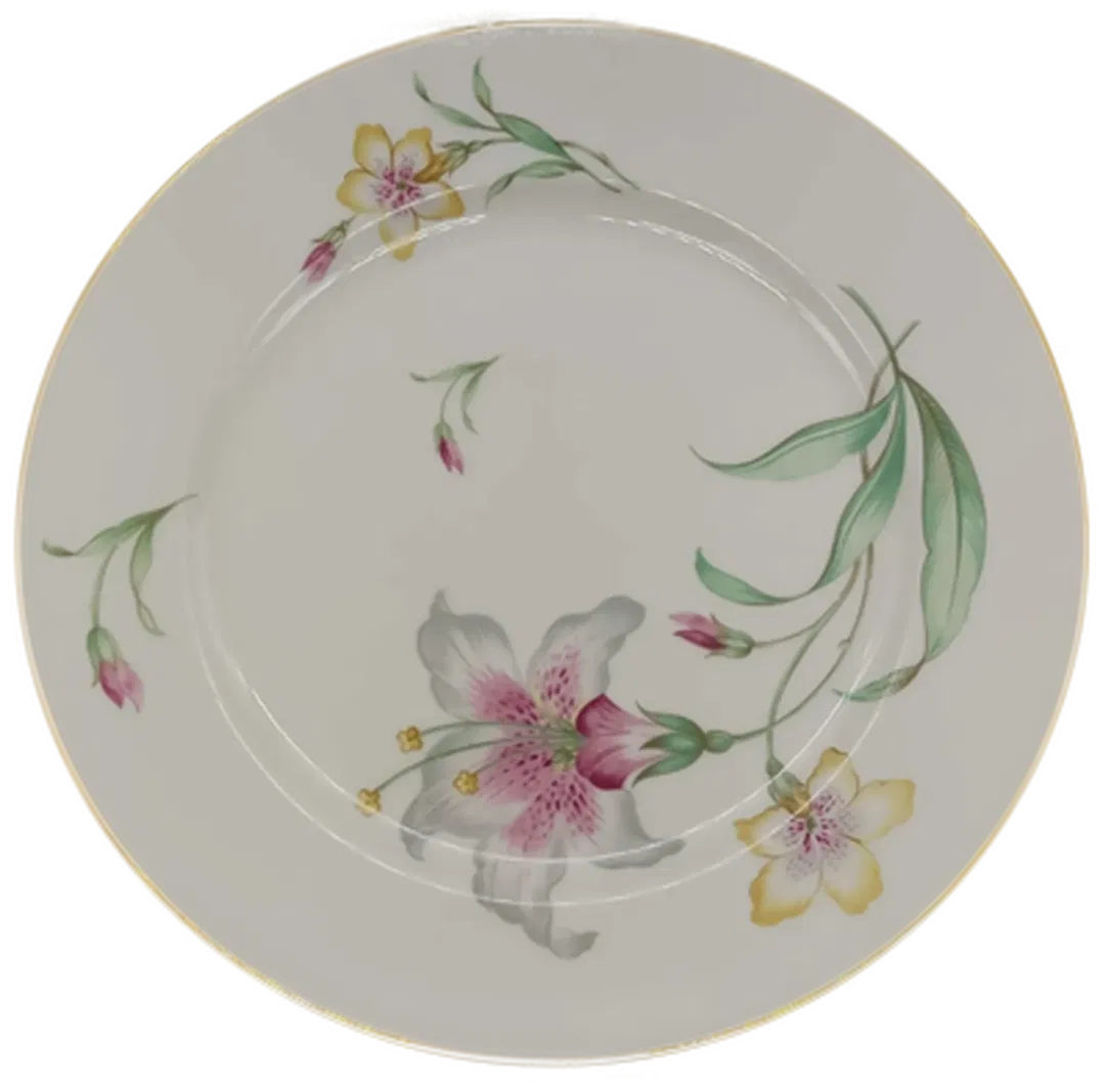 Rosenthal Selb Germany Teller aus Porzellan mit Liliendekor und Goldrand - Bild 1